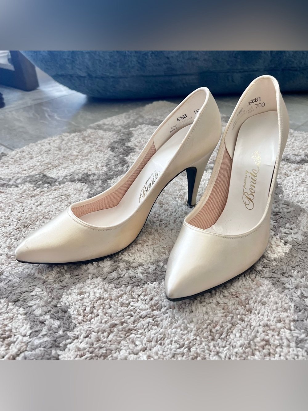 Vintage 90s Dyeable Satin Heels Stilettos Weddings Prom Size 6.5
